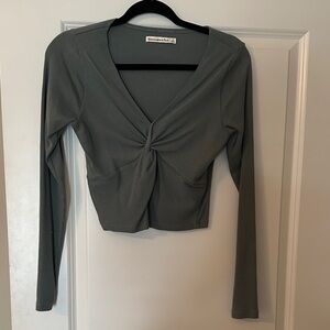 Women's Gray/Blue Long Sleeve Copped Top